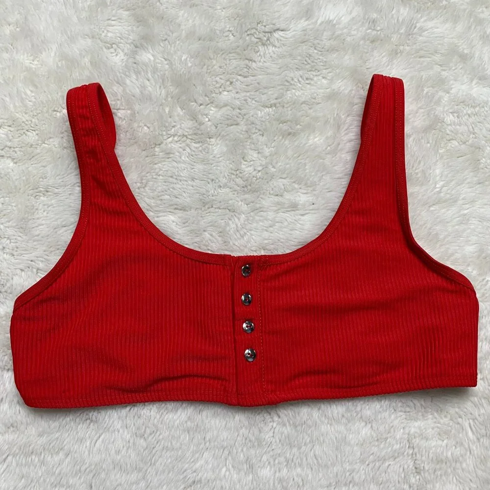 Frankie's Bikinis Red Bikini Top Size Medium